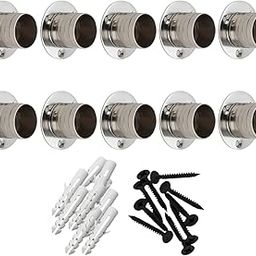 Ghar Sajaawat Stainless Steel Wall-to-Wall Plate Concealed 1 Inch Diameter Curtain Rod Modern Bracket, Silver-image-96