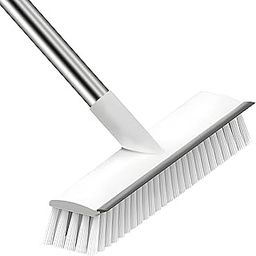 Housify 2-in-1 Bathroom Cleaning Brush with Wiper | 120° Rotating Long Handle (43") | Floor Scrub & Tile Brush | V-Shaped Hard Bristles for Grout, Tiles, Bathroom, Kitchen (White)-image-80