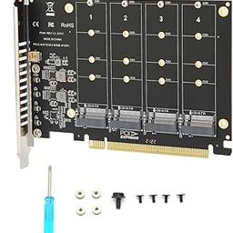 Zunate M.2 NVME to PCIe X16 Adapter, M Key Hard Drive Converter Reader Expansion Card, 4 Port NVMe to PCI-e Host Controller Expansion Card (ph44)-23
