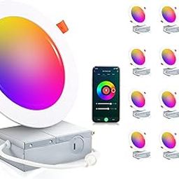 [12 Pack] Cloudy Bay 6" Smart Wifi LED Recessed Lighting, RGBCW Color Changing, Compatible with Alexa and Google Home Assistant, No Hub Required, 15W 950LM, 2700K-6500K, CRI90+-image-39
