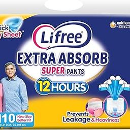 Lifree Extra Absorb Super Pants|Unisex Adult Diaper|Pant Style|Use Upto 12 Hours|6-Glass Absorption|Quick Dry Sheet|Prevents Leakage|Prevents Heaviness|Size M( 30-41 Inches/75-105 Cms)Count 10-image-60