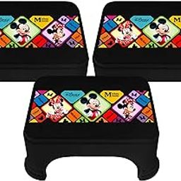 Homestic Disney Mickey Minnie Print Square Plastic Bathroom Stool (Set of 3, Black) -HS_35_KUBMART17715-image-36