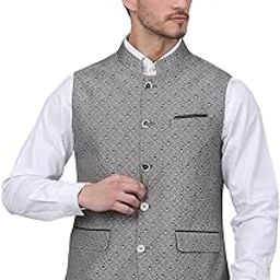 Men's Self Design Mandarin Collar Waist Coat-image-91