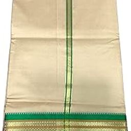 9-5 Silk Dhoti Set - Unstitched - Ideal for Puja, Tample, Festival-10