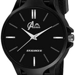 Leather Trending Black Dial Analog Watch For Mens And Boys Pack Of 1-24
