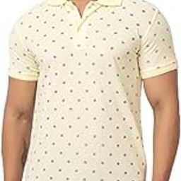 Men's Regular Fit Printed Polo Neck T-Shirt | Half Sleeve | Self Printed | Collared Neck Tshirt for Men (2544)-image-16