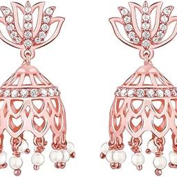 925 Silver Rose Gold Padma Jhumka| Drops to Gift Women & Girls | With Certificate of Authenticity and 925 Stamp | 6 Months Warranty-image-91