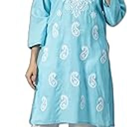 Women's Embroidered Cotton Dress Chikankari Kurti for Women Tops Tunic Kurta-image-30