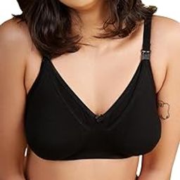 Black Nakd Padded Maternity Bamboo Bra with Nursing Facility - Size-image-32
