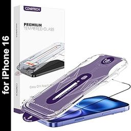 CZARTECH [Auto Align] Tempered Glass For iPhone 16 Screen Protector Edge to Edge Full Protection HD glass with Quik Fix Application | Bubble & Dust Free | Scratch Resistant | Military Grade Protection.-4