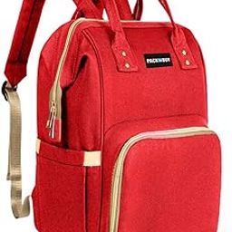 PACKNBUY Diaper Bag for Mothers Mom Stylish Travel Baby Bags Red-image-38