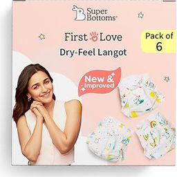 superbottoms First Love Dryfeel Langot for Newborn Baby | No Mess Langot | Premium Muslin Padding (No Sponge) | Nappy for Diaper-Free Time | 0-9M | Newborn Essentials | Bummy Land | Upto 5KG | 6Pcs-20