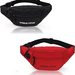 Worldstar Waist Bag for Men & Women, Slim Fanny Pack Casual Sling Shoulder Chest Pack with Adjustable Strap for Walking, Cycling, Running, Hiking Hold Phones, Keys, Cards (red & Black)-image-76