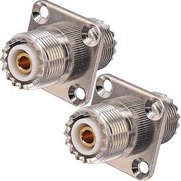 QBM UHF Female to Female Coupler Joiner Coax Jumper Cable Connector SO239 PL259 UHF VHF Antenna 4 Hole Flange Panel Mount Adapter (Pack of 2 pcs)-14