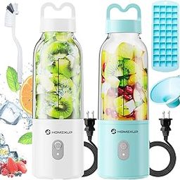 Homexup - Personal Blender for Smoothies, Smoothies, 20oz Bottle, Ice Tray, Brush (Blue and White)-image-29
