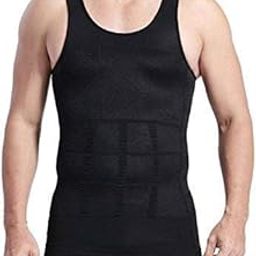 Mens Slimming Body Shaper Seamless Compression Shirt Tummy Control Slimmer Shapewear Gynecomastia Undershirt for Men Undershirt Vest to Look Slim Instantly :-Black Color-image-27