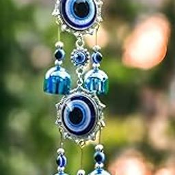 Paradigm Pictures 5 Bell Evil Eye Metal Wind Chimes for Home-image-21