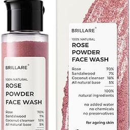Brillare Rose Face Wash, Anti Ageing Skin, Sandalwood & Coconut Face Wash for Hydration Reduces Ageing Signs & Wrinkles, 100% Natural Powder Face Wash, 30g-13