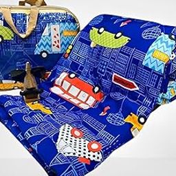 SHOVIJ Super Soft Glace Cotton Single Bed AC Comforter with Single Bedsheet (60” X 90”) and 1 Pillow Cover - Blue Bus-image-58
