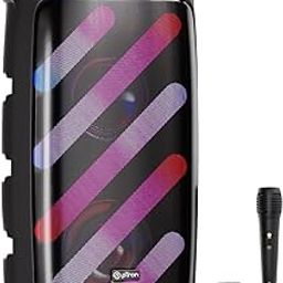 pTron Fusion Bold 100W Karaoke Bluetooth Party Speaker with Punchy Sound, Vibrant RGB Lights, 3m Wired Microphone, Playback via BT/USB/SD Card/Aux, Mini Remote Control & Type-C Charging (Royal Black)-22