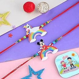 CraftVatika Magnet Gift Rakhi for Brother Kids Rakhi Set of 2 for Brother Boy Sister Girls Kids, Rakhi with Fridge Magnet, Rakhi Set of 2 for Boy Girls Kids, Fridge Magnet for Fridge Door Decor-16