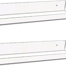 CRUTO Acrylic Wall Shelf, Clear Display Floating Shelves,for Living Room Bedroom Decoration Bathroom Kitchen, Set of 2-image-43