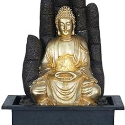 DHAANYA Metallic Indoor Buddha Blessing Hand Tabletop Waterfall (27 X 27 X 42 Cm)-16
