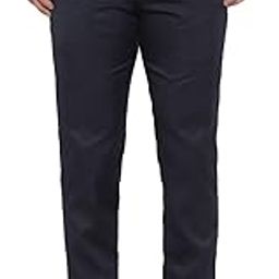 Men's Navy Formal Dress Trousers, Classic Fit, Flat Front, Business Slacks with Belt Loops-image-56