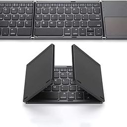 RuhZa Foldable Bluetooth Keyboard, Pocket Size Portable Mini BT Wireless Keyboard with Touchpad for Android, Windows, PC, Tablet, with Rechargeable Li-ion Battery-Dark Gray-75