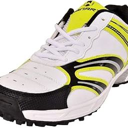 PowerPoint White Yellow Cricket Shoes for Men-image-1