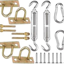 DIY Crafts 22x Sun Shade Sail Canopy Accessories 304 Stainless Steel Hardware Kit Turnbuckle Pad Eye Carabiner Clip Hook Screws Silver (22X, 1x Kit, 22x1)-image-61