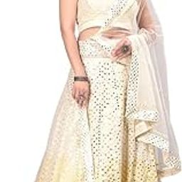 Girl'S Fashion Hub'S Cream Designer Lehenga Choli With Dupatta Set | Material: Faux Georgette Fabric In Lehenga ,Choli & Soft Net In Dupatta | Finish Type: Semi-Stitched | Size: Free Size-28