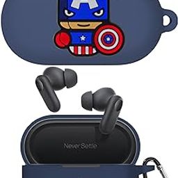 New Silicone Case Compatible with Oneplus Nord Buds 2r Protective Soft Silicone 360° Full Protection Dust-Proof Shockproof Case Cover with Hook (Cover Only) (Captain-America)-image-60