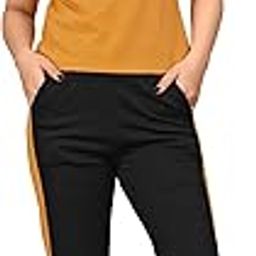 JK Creation Women's Ankle-Length Track Suit Set-Polyester Lycra with Comic Graphic Print(Yellow)-image-72