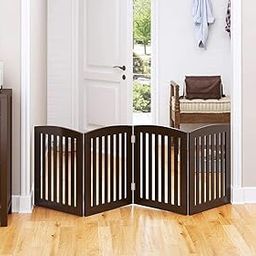 AFIRAA Wooden Partition Beautiful Designing Room Divider Seprater Pet, Kids Safety Gate for Home (4 Panel Black)-image-75