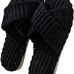 Slippers for Women House Bedroom Furry Cross Bands Slide Shoes Anti-Skid Sole Open Toe Slippers Indoor & Outdoor-image-9