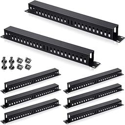 8 Pieces 19 Inch Cable Manager 1U 24 Slot Horizontal Rack Mount Cable Rack Server Rack Cable Management Cable Organizer Raceway Metal Finger Duct with Cover and Screw for Wire Network Wall Cord, Black-24