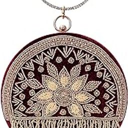 Women Handicraft Beautiful Round Box Clutch Bag Purse for Bridal, Casual, Wedding Bag for Women & Girls-image-65