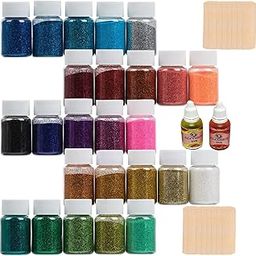 Fine Craft Glitter for DIY Resin, Candles, Slime, Festival Body/Face/Nail Art & More + 2 Bright Alcohol Inks (200g Glitter Total, 20g Each, 15ml Inks).-image-105