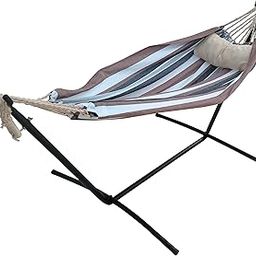 Double Canvas Hammock with 9ft Steel Hammock Stand-image-42