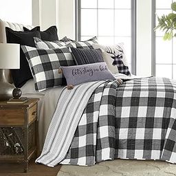 Levtex Home - Camden Bedspread Set - Full (96 x 110 in.) + Two Standard Pillow Shams (26 x20 in.) - Buffalo Check in Black and Cream - Reversible Pattern - Cotton-image-4
