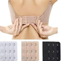 Bra Hook Extender 3 Hooks White Skin Black Without Elastic Bra Extensions 3 piece Combo Free Size-8