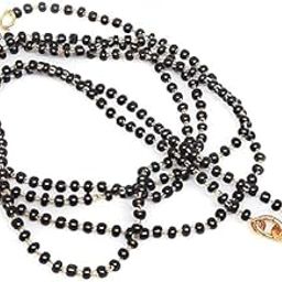 Black Beads Gold Plated Single Line Simple Long Mangalsutra Chain Dori Without Pendant For Women (18 inches) Pack of 1-image-31