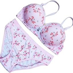 Women's Cotton Full Coverage Lightly Padded Wire Free Sexy Bra Panty Lingerie Set Honeymoon Bikni Set for Girl's Combo Pack Designer Bra Panty-31