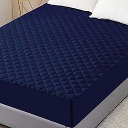 Shri Vyas Linen 100% Waterproof & Dustproof Polyester Mattress Protector for King Size Bed Mattress- with Elastic Bands (King ( 72" x 78" ), Navy Blue)-2