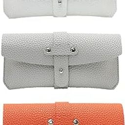 LOOM TREE Portable PU Leather Glasses Case Protective Holder for Men and Women White-57
