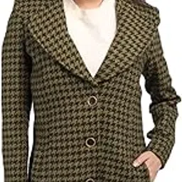 honnete Regular Fit Houndstooth Trench Single Breasted Women Winter Coat With Button and Two Pockets Warm Coat For Winter-picture-27
