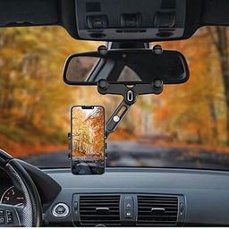 360°Rotatable and Retractable Car Phone Holder,Multifunctional Car Rearview Mirror Universal Adjustable Arm & Angle Cradles Mount Desk Cars for All Mobile Phones-18