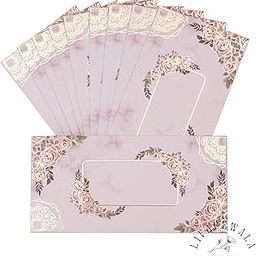 LIFAFEWALA Premium & Exclusive Floral Print Money and Shagun Envelopes for Weddings, Birthdays|Cream Base |Pack of 10|-image-30