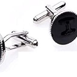 Silver Cufflinks for Men Black-image-52